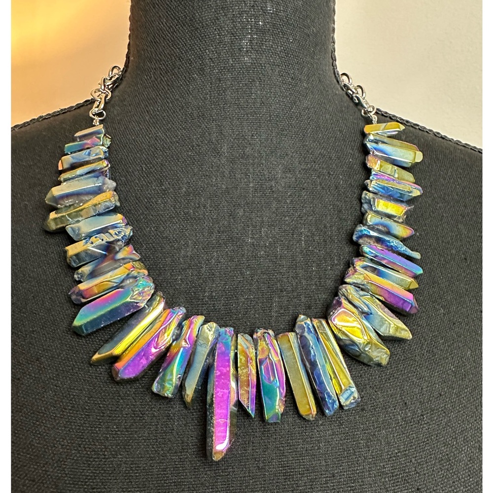Titanium Quartz Covered Crystal Necklace - N w/o T